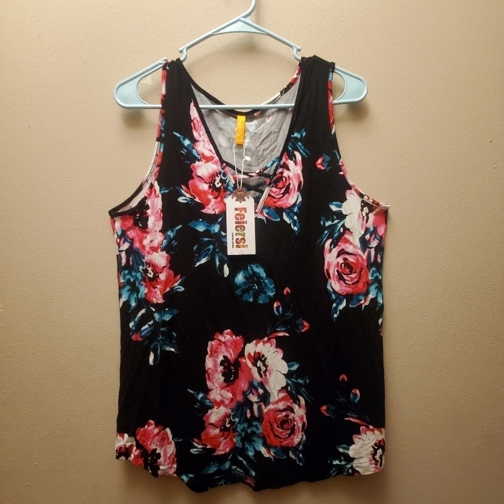 Womens size large sleeveless floral top